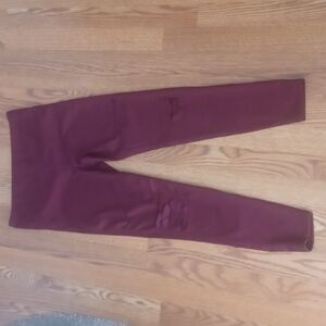 Mono B Women's Maroon Distressed Leggings Size Large